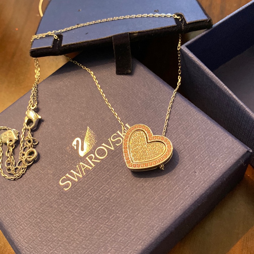 Swarovski double heart necklace